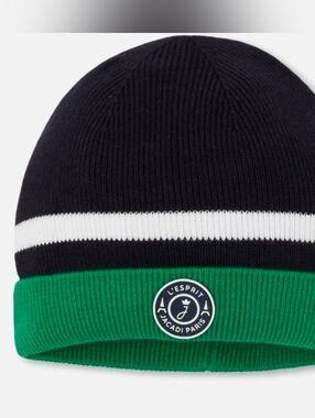 Jacadi Paris L'Esprit Striped Knit Beanie - Black, White & Green